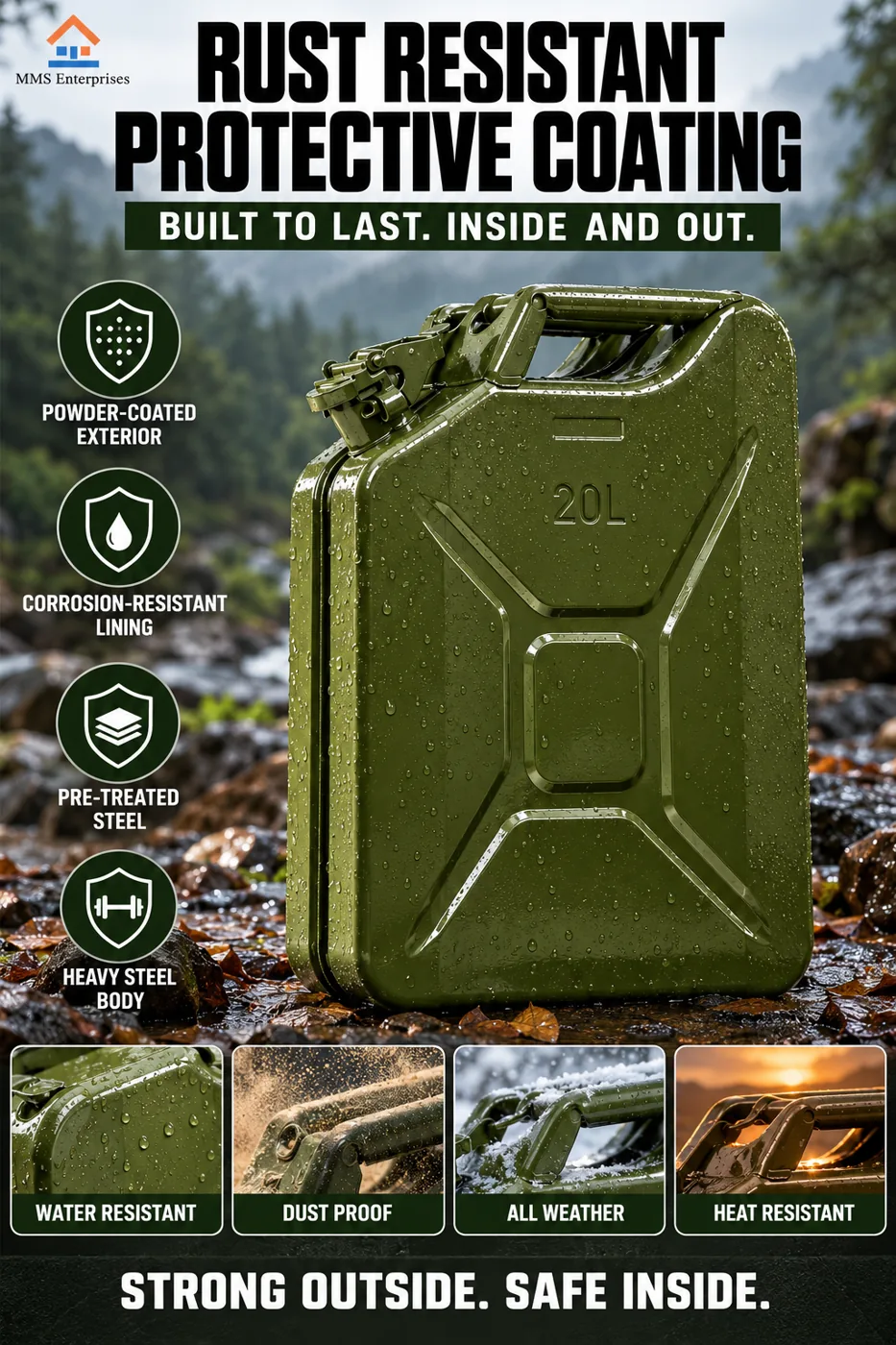 Rust-resistant coating infographic for the 20L can