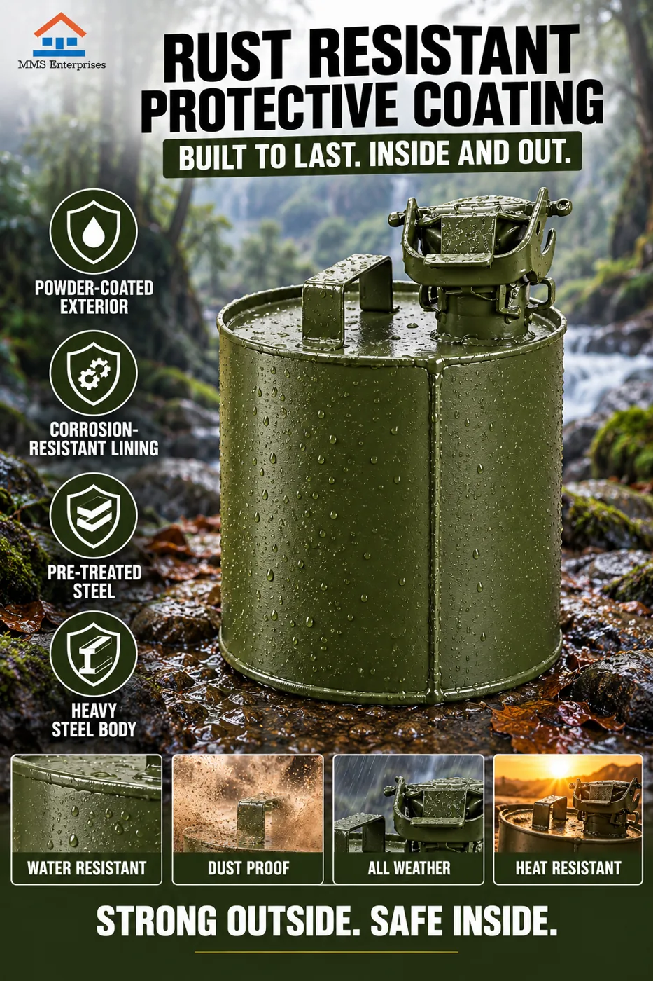 Rust-resistant coating infographic for the 5L can