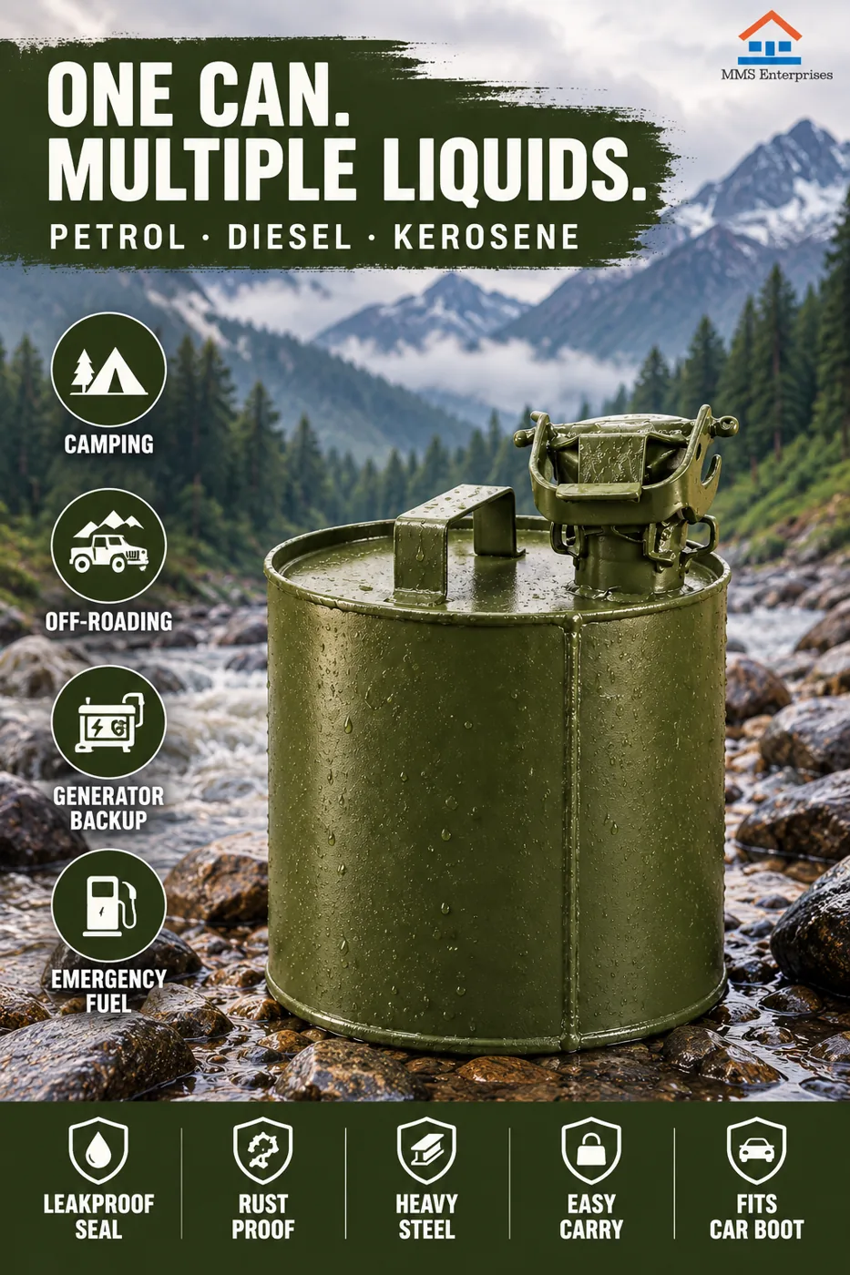 One can, multiple liquids infographic for the 5L can
